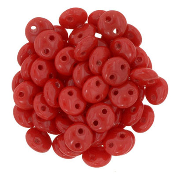 CzechMates 2-Hole Lentil - #9320 Red Opaque