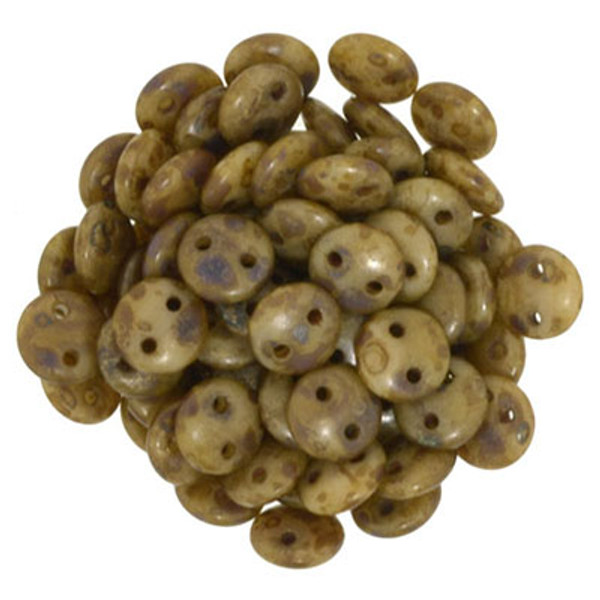 CzechMates 2-Hole Lentil - #CT13020 Beige Copper Picasso