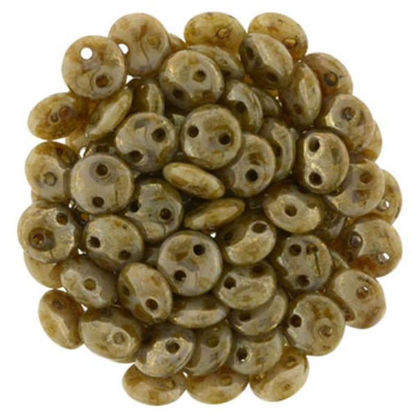 CzechMates 2-Hole Lentil - #BT13020 Beige Bronze Picasso