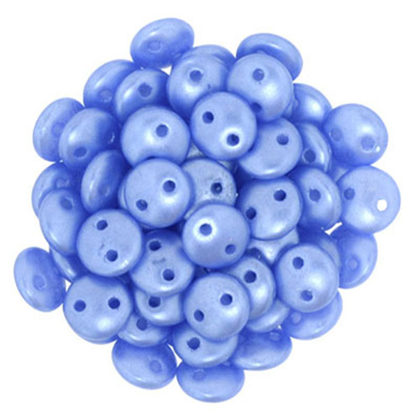 CzechMates 2-Hole Lentil - #25015 Pearl Coat Baby Blue