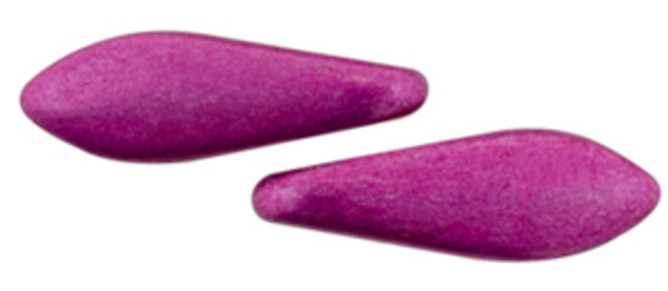 CzechMates 2-Hole Dagger - #08A04 ColorTrends: Sueded Gold - Fuchsia Red