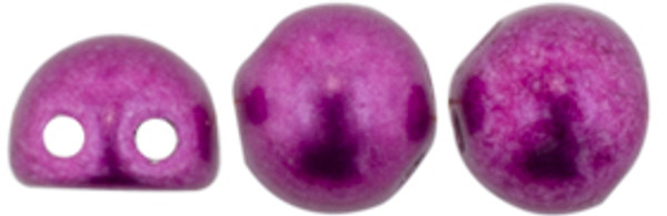 CzechMates 2-Hole Cabochon - #08A04 ColorTrends: Sueded Gold - Fuchsia Red