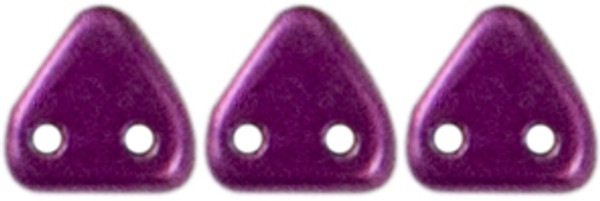 CzechMates 2-Hole Triangle - #08A04 ColorTrends: Sueded Gold - Fuchsia Red