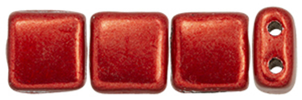 CzechMates 2-Hole Square Tile - #07B09 ColorTrends: Cranberry Saturated Metallic