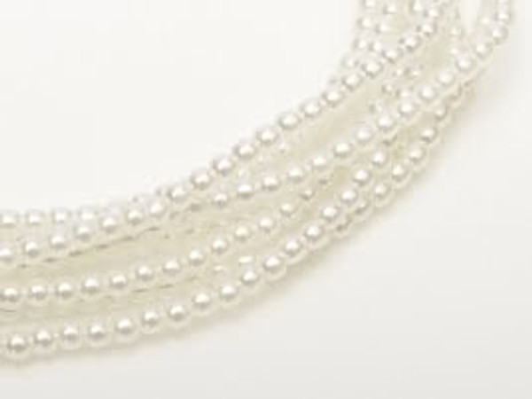 2mm Czech Glass Pearls - Pale White