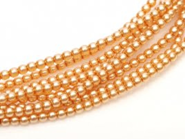 2mm Czech Glass Pearls - Creamy Peach