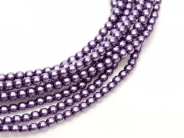 2mm Czech Glass Pearls - Deep Lilac Satin