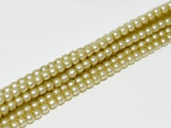 2mm Czech Glass Pearls - Green Straw Satin