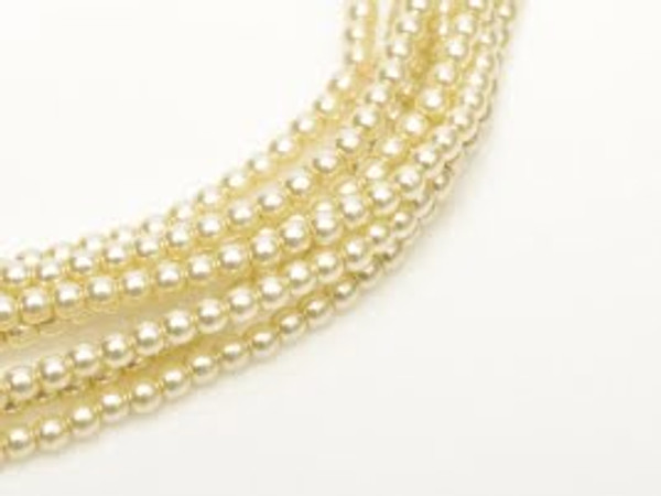 2mm Czech Glass Pearls - Old Lace