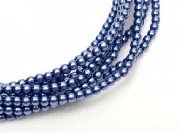 2mm Czech Glass Pearls - Persian Blue