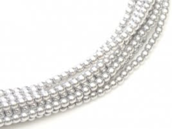 2mm Czech Glass Pearls - Platinum