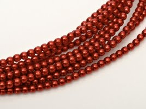2mm Czech Glass Pearls - Red
