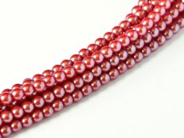 2mm Czech Glass Pearls - Shell Cranberry