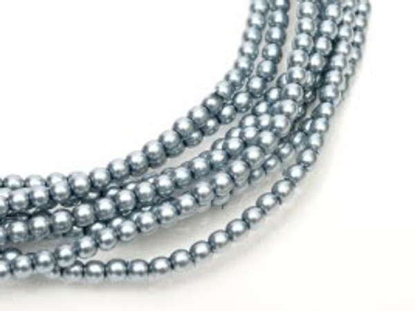 2mm Czech Glass Pearls - Slate Blue