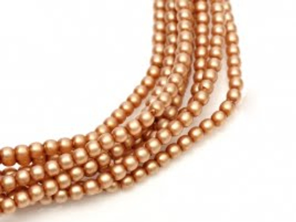 2mm Czech Glass Pearls - Tawny Satin