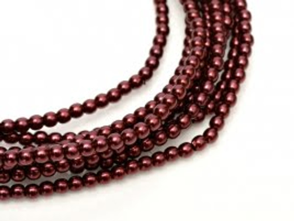 2mm Czech Glass Pearls - Wine