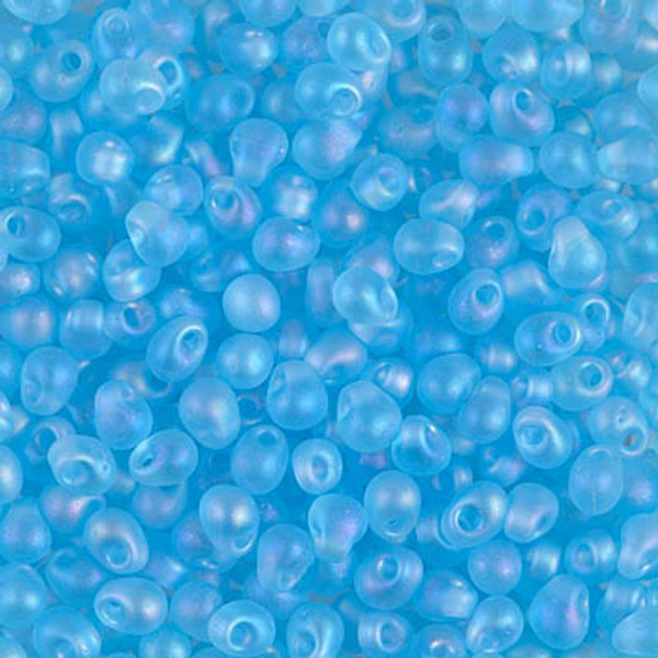 Drop Bead - #148FR Aqua Transparent Rainbow Matte