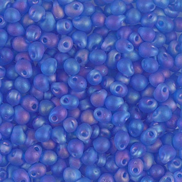 Drop Bead - #150FR Sapphire Blue Transparent Rainbow Matte