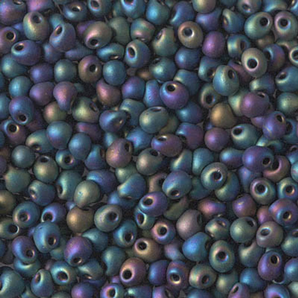 Drop Bead - #401FR Black Opaque Rainbow Matte
