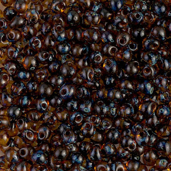 Drop Bead - #4502 Dark Topaz Picasso Transparent