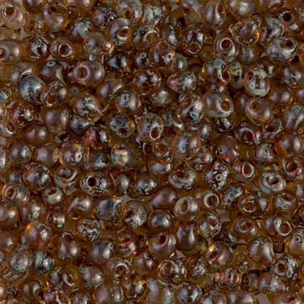 Drop Bead - #4505 Light Smoky Topaz Picasso Transparent