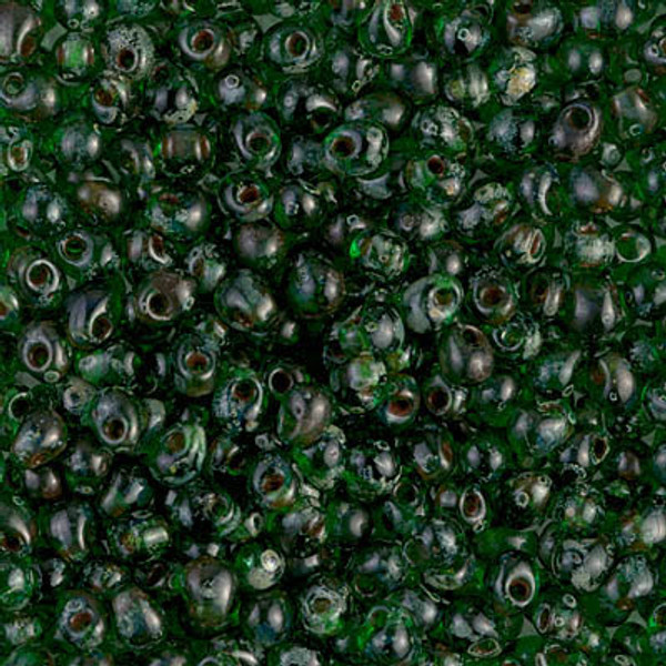 Drop Bead - #4507 Green Picasso Transparent