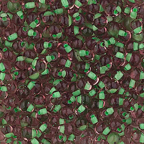 Drop Bead - #F33 Smoky Amethyst / Mint Green Inside Color Lined