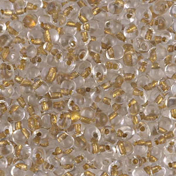 Drop Bead - #F35 Clear / Metallic Gold Inside Color Lined Sparkle