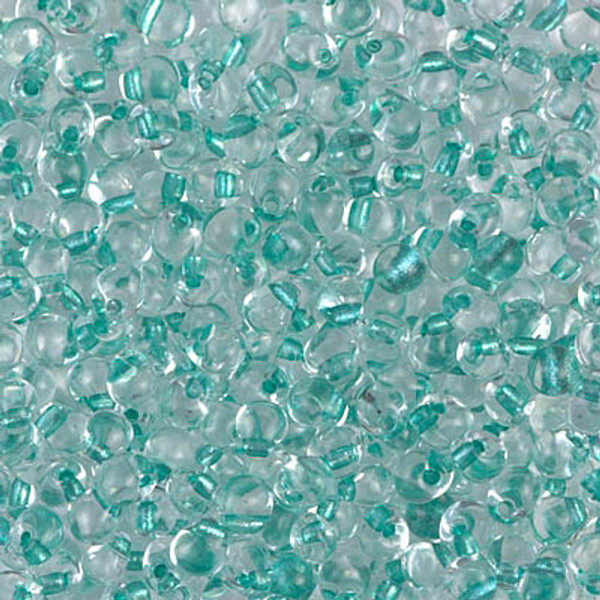 Drop Bead - #F38 Clear / Aqua Green Inside Color Lined Sparkle