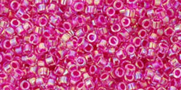 Toho Treasures 11/0 - #0785 Clear / Bright Raspberry Inside Color Lined
