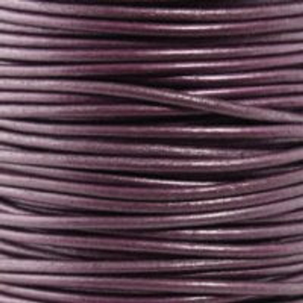 Round Leather Cord 0.5mm: Metallic Berry