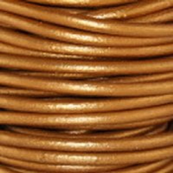 Round Leather Cord 0.5mm: Metallic Indian Sun