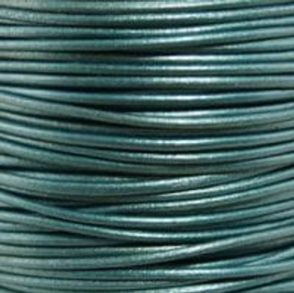 Round Leather Cord, 1.5mm: Metallic Truly Teal