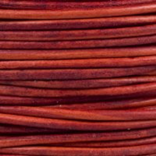 Round Leather Cord, 1.5mm: Natural Red
