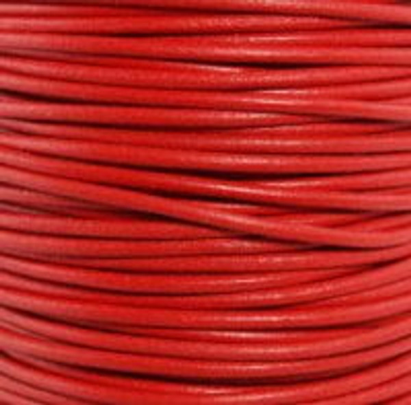 Round Leather Cord, 2.0mm: Red