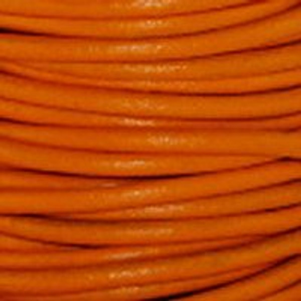 Round Leather Cord, 2.0mm: Orange