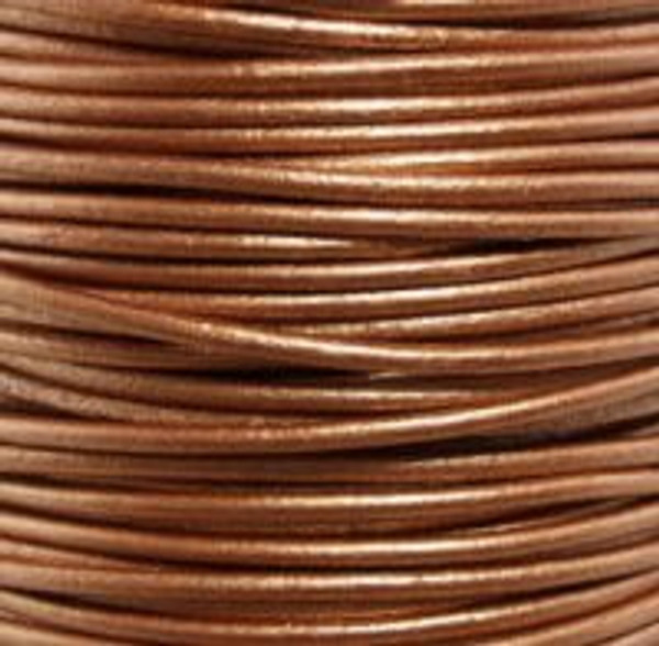 Round Leather Cord, 2.0mm: Metallic Bronze