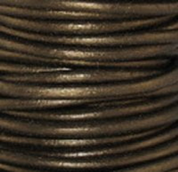 Round Leather Cord, 2.0mm: Metallic Gauriya