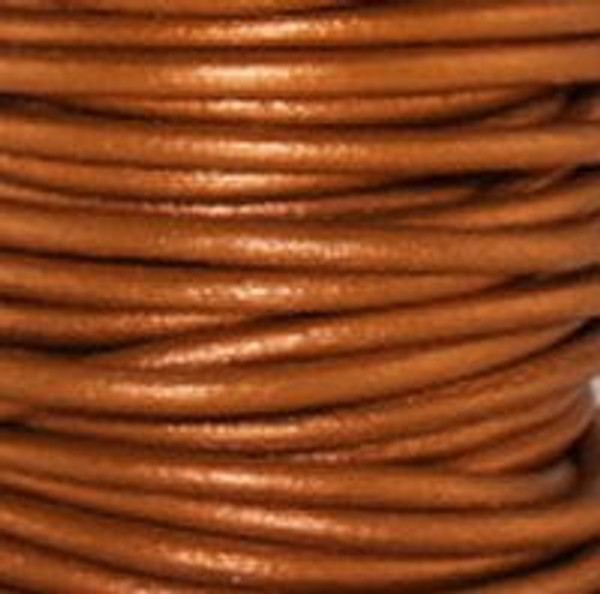 Round Leather Cord, 2.0mm: Metallic Dusty Brown