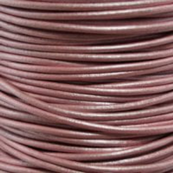 Round Leather Cord, 2.0mm: Metallic Mystique Pink