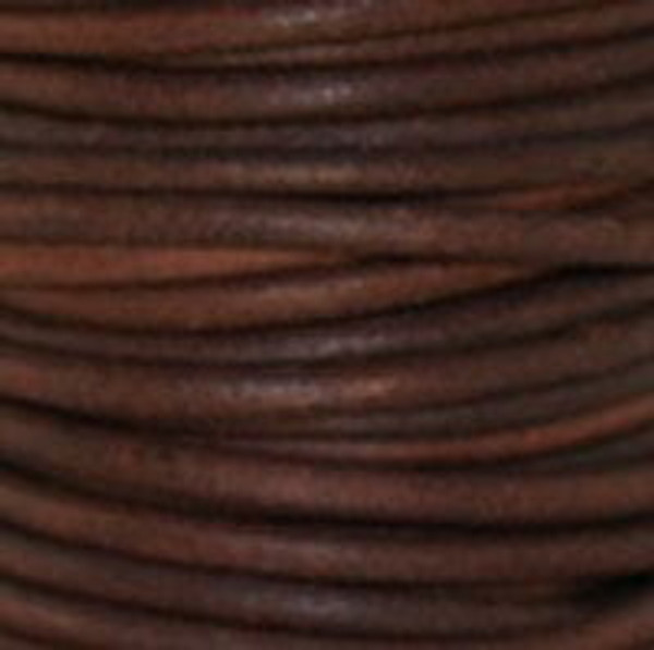Round Leather Cord, 2.0mm: Natural Red Brown