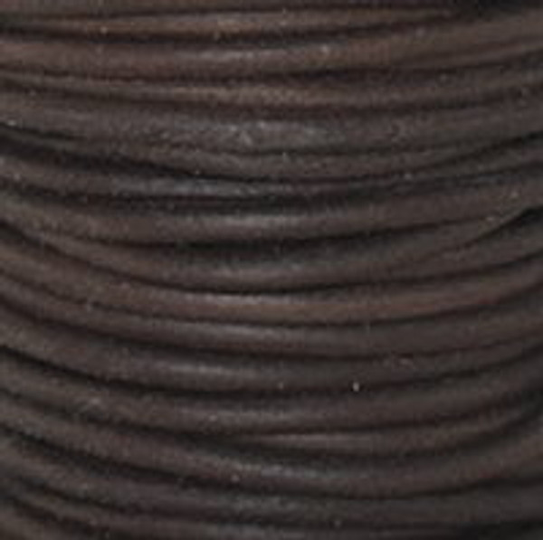 Round Leather Cord, 2.0mm: Natural Antique Brown