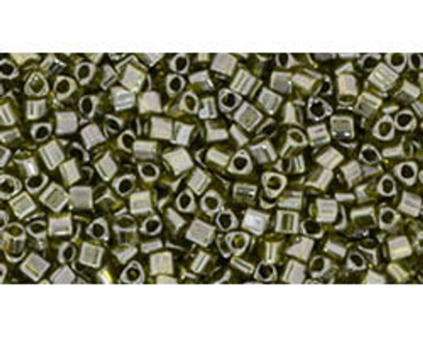 11/0 Triangle Bead - #0457 Green Tea Transparent Gold Luster