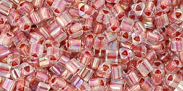 11/0 Triangle Bead - #0784 Clear / Sandstone Inside Color Lined Rainbow