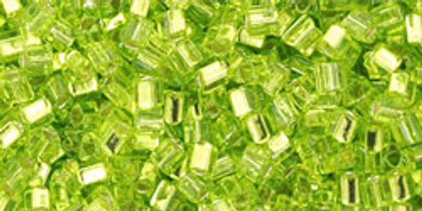 11/0 Triangle Bead - #0024 Lime Green Transparent Silver Lined