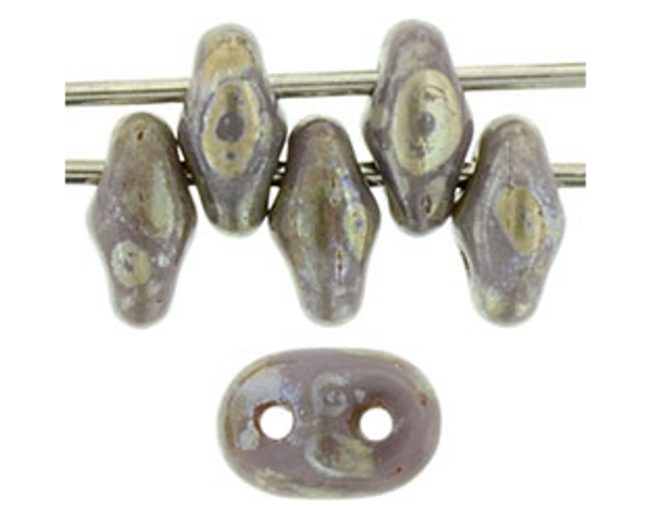 SuperDuo Bead - #TE23020 Amethyst Opaque - Silver Picasso