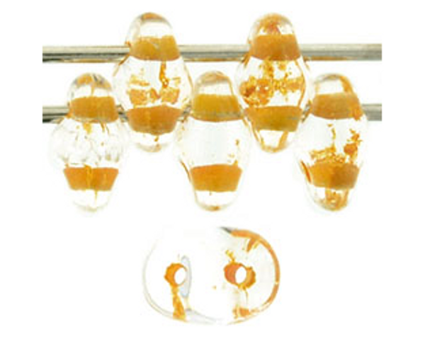 SuperDuo Bead - #44887 Clear / Peach Inside Color Lined