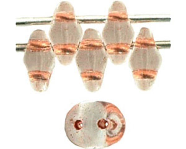 SuperDuo Bead - #CL0003 Clear Copper Inside Color Lined