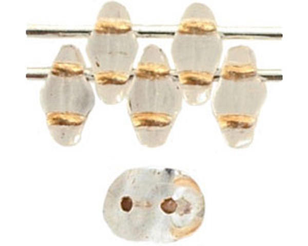 SuperDuo Bead - #GL0003 Clear Transparent Gold Lined