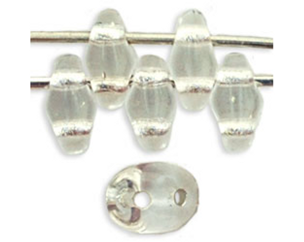 SuperDuo Bead - #SL0003 Clear Transparent Silver Lined